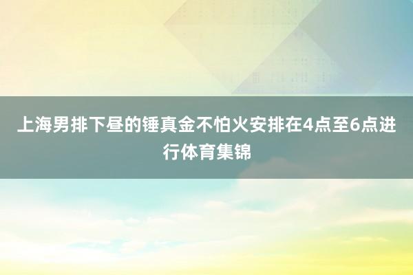 上海男排下昼的锤真金不怕火安排在4点至6点进行体育集锦